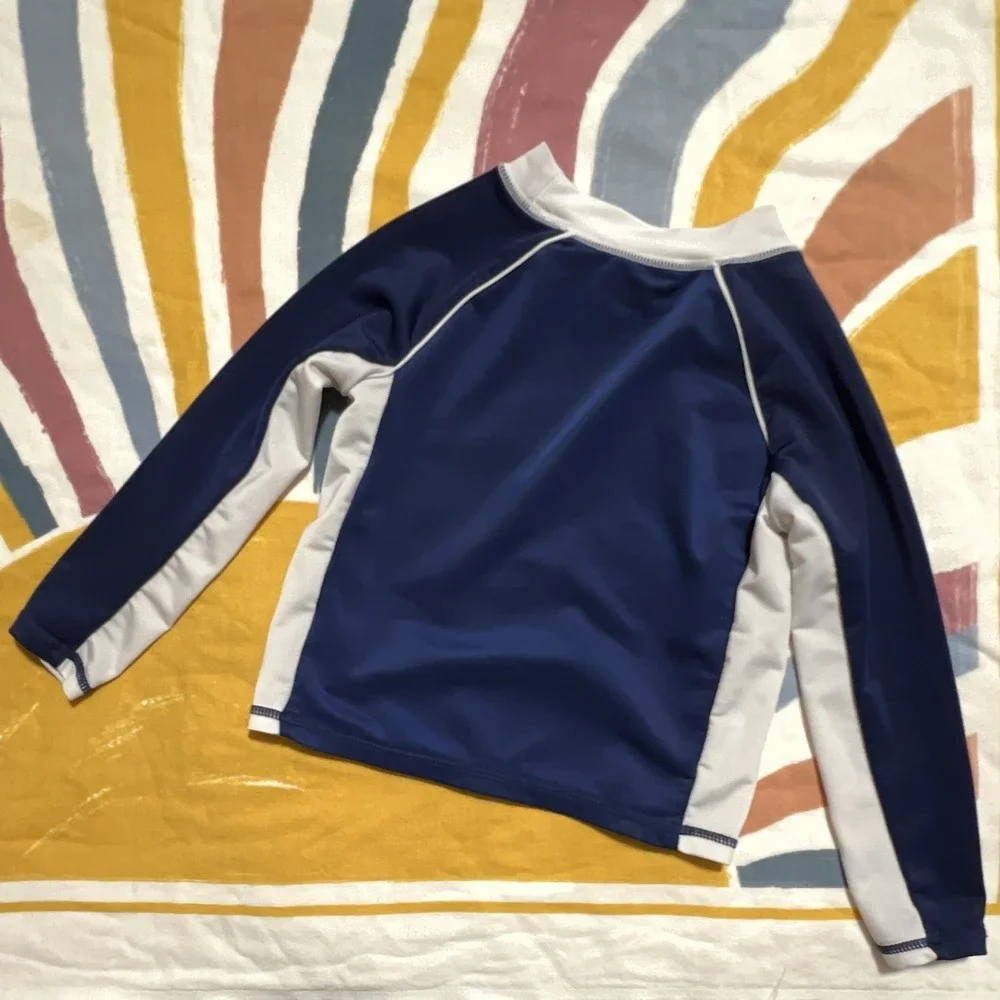 Little Lad Boys Long Sleeve Rash Guard Swim Shirt Colorblock Navy/White 3T